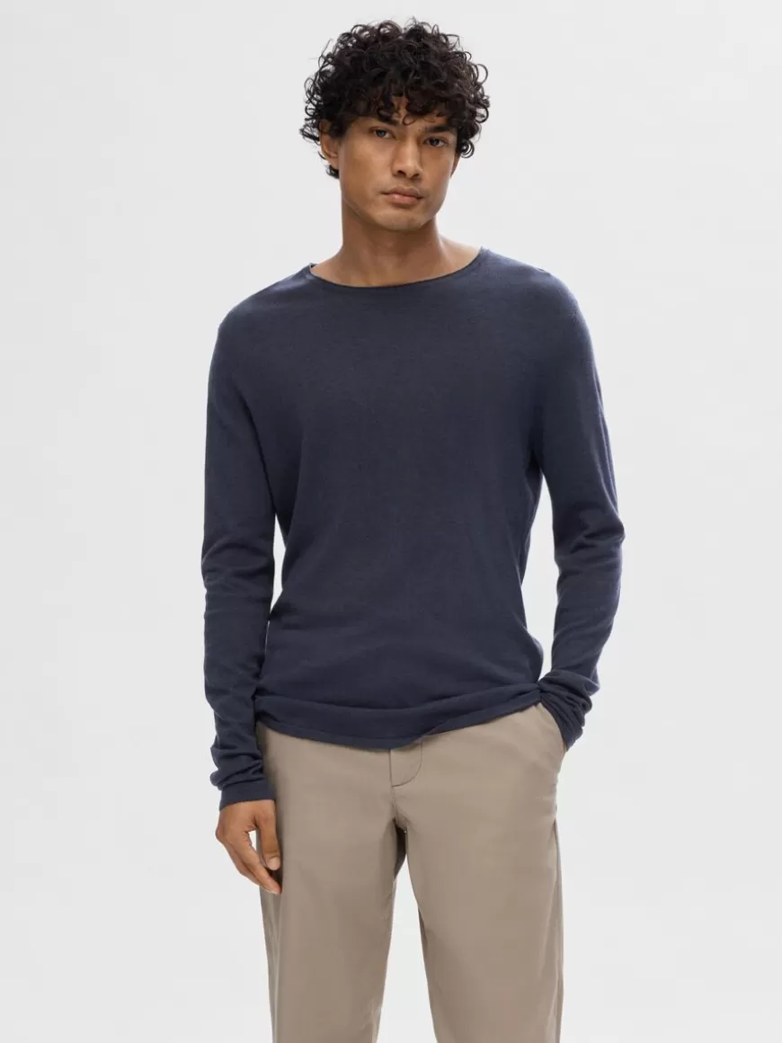 SELECTED LANGERMET PULLOVER Blue Cheap