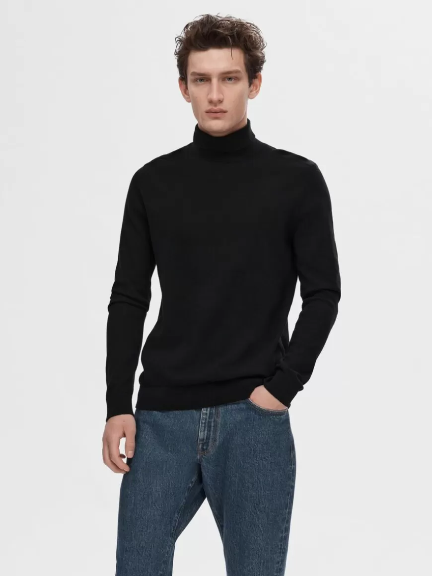 SELECTED LANGERMET RULLEKRAGE PULLOVER Black New