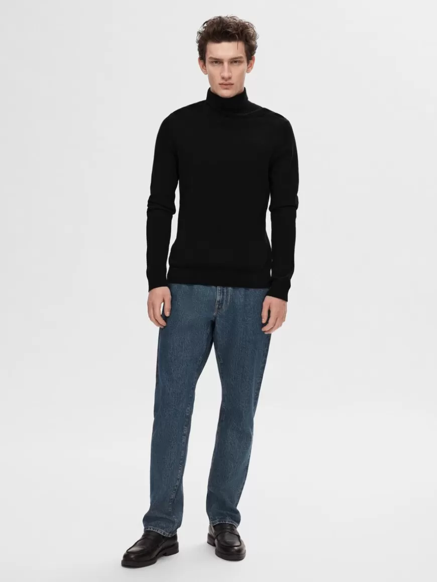 SELECTED LANGERMET RULLEKRAGE PULLOVER Black New