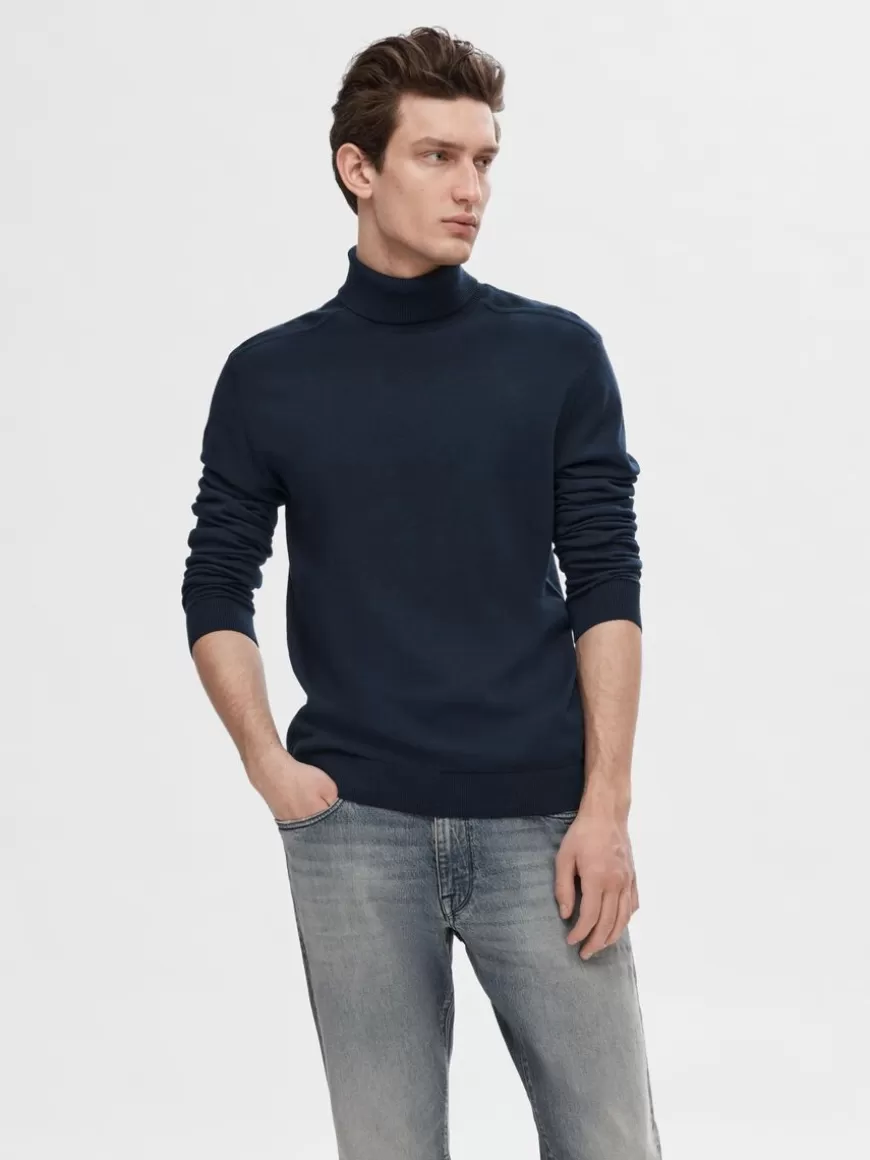 SELECTED LANGERMET RULLEKRAGE PULLOVER Blue Cheap