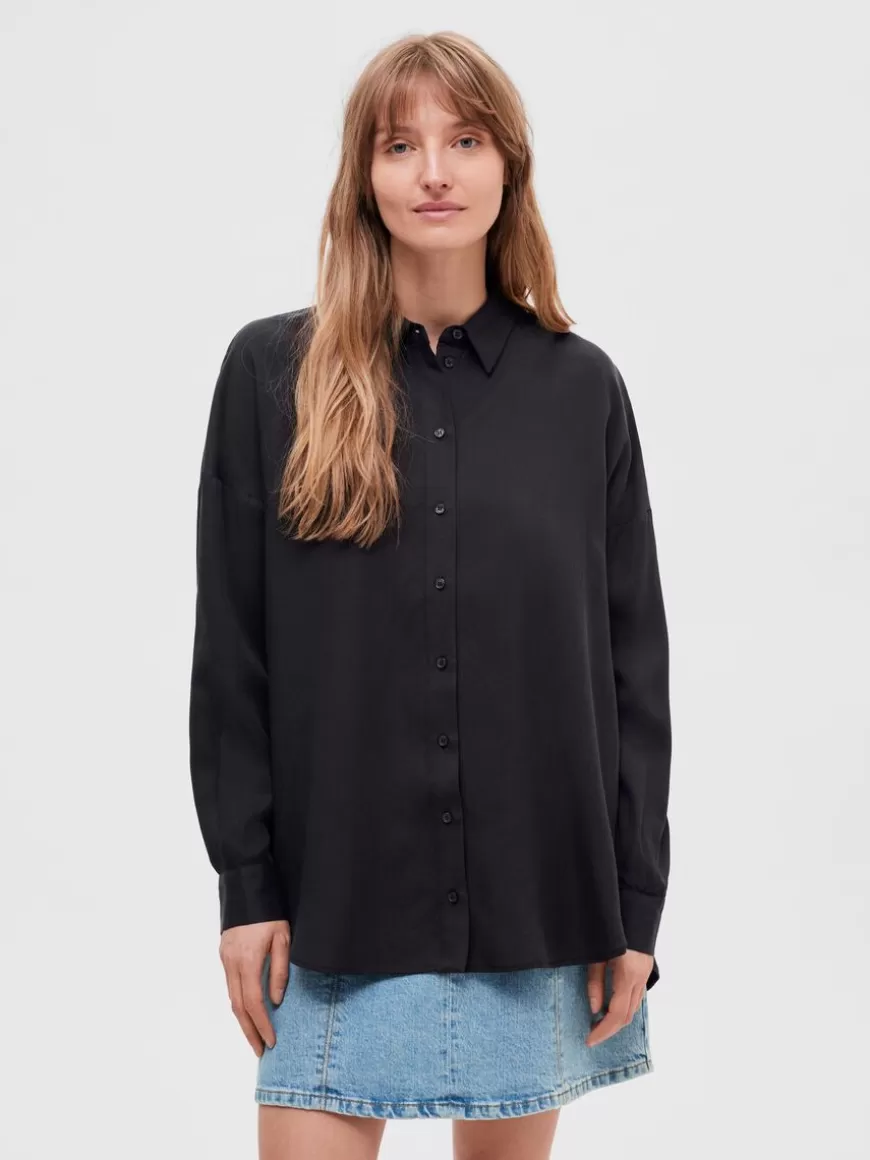 SELECTED LANGERMET SKJORTE Black Best Sale