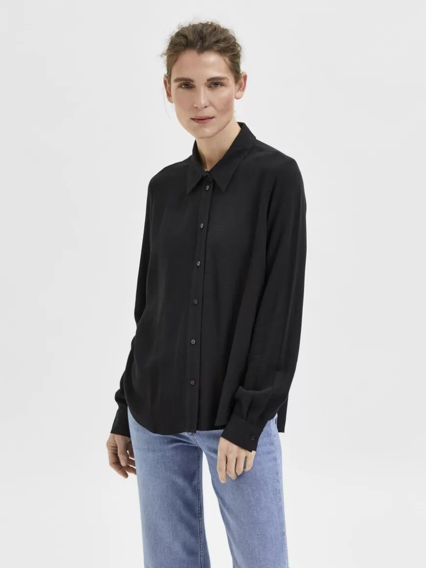 SELECTED LANGERMET SKJORTE Black Best Sale