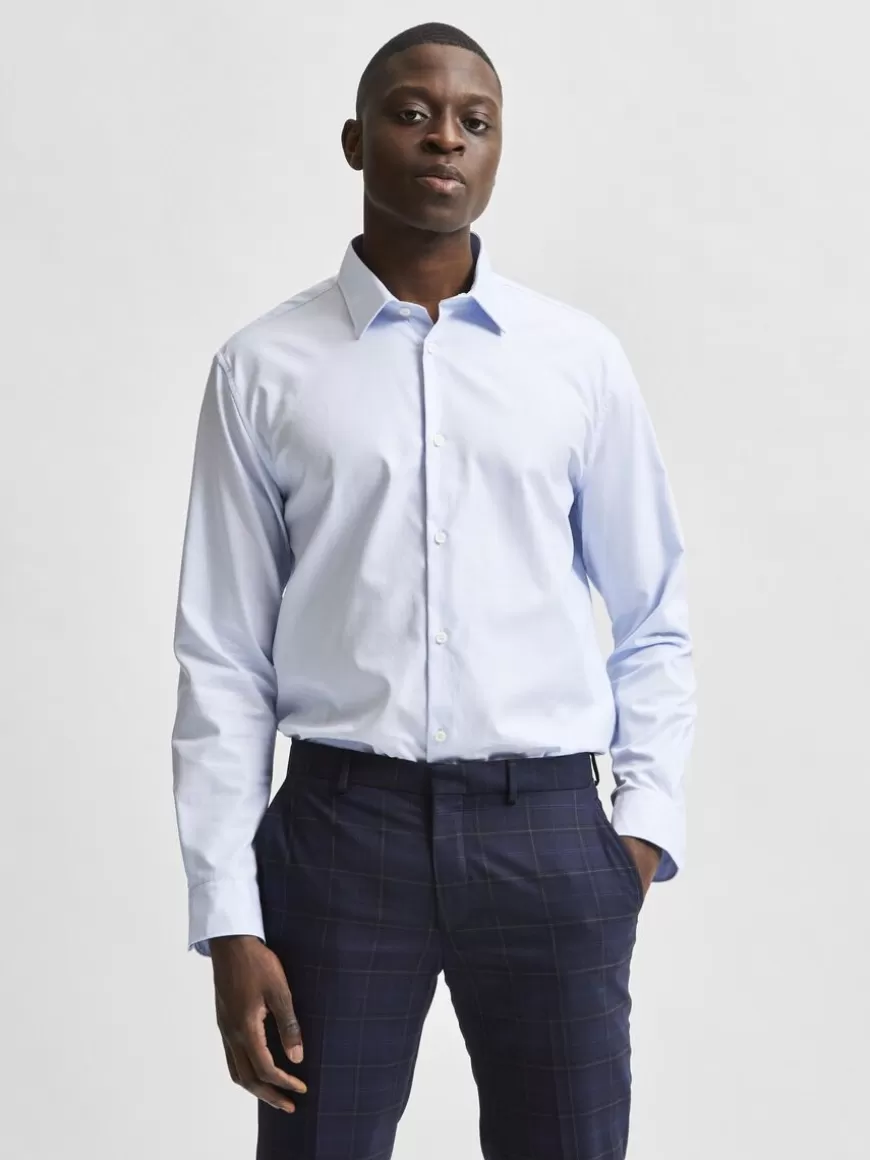 SELECTED LANGERMET SLIM FIT SKJORTE Blue Discount