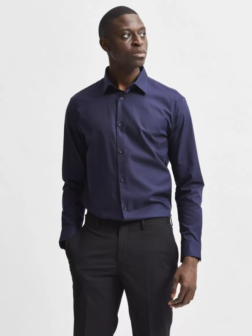 SELECTED LANGERMET SLIM FIT SKJORTE Blue Fashion