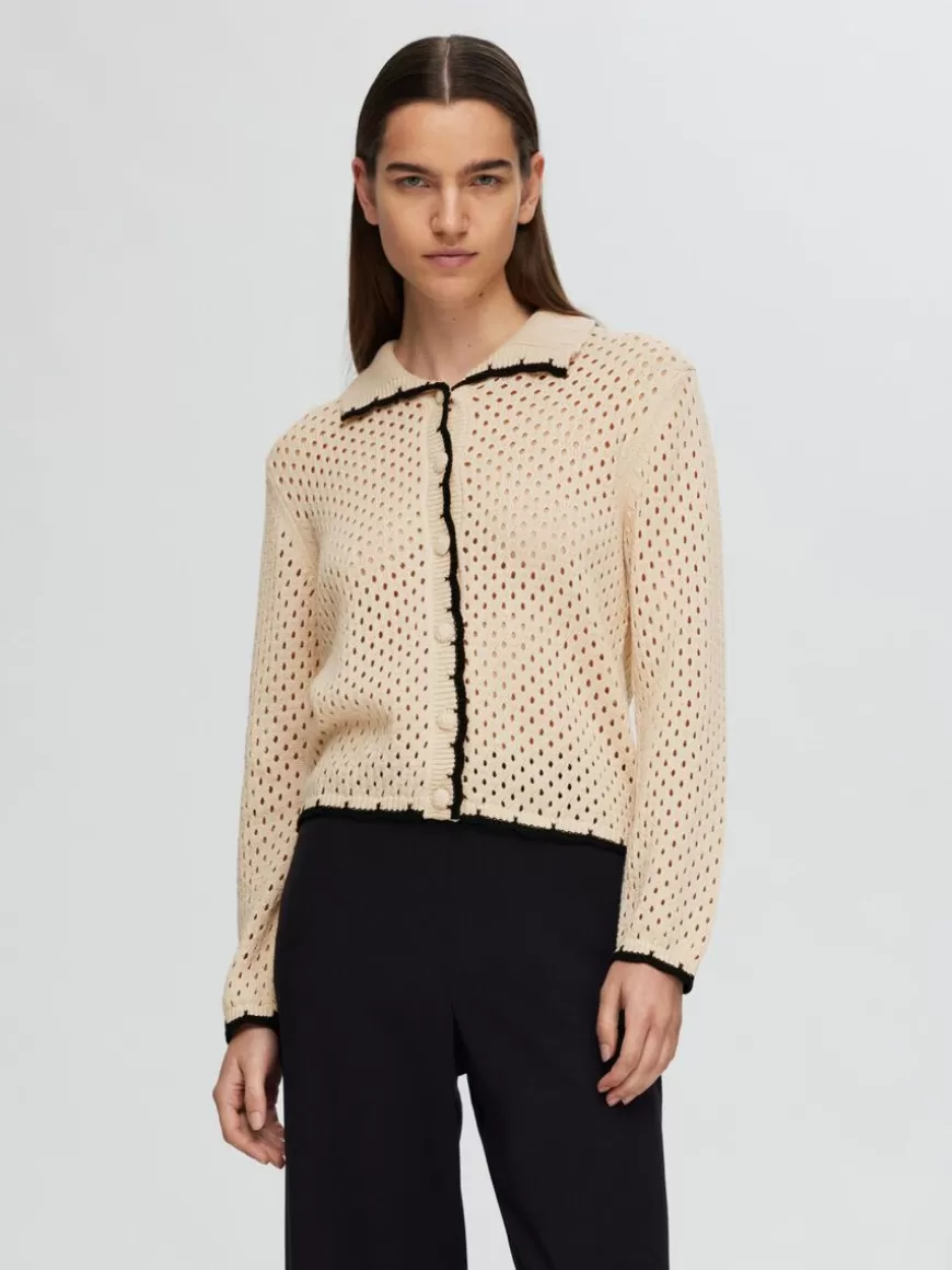 SELECTED LANGERMET STRIKKET CARDIGAN Beige Cheap