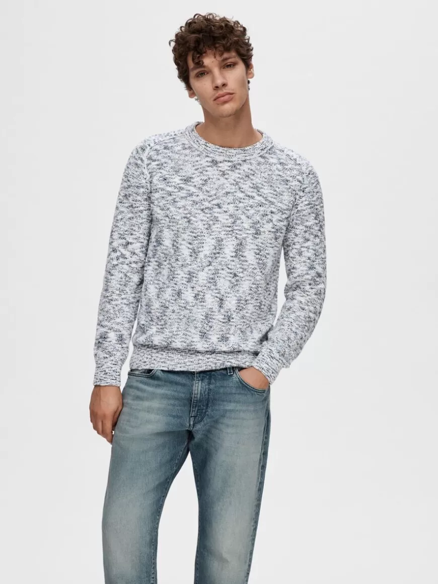 SELECTED LANGERMET STRIKKET PULLOVER Blue Clearance