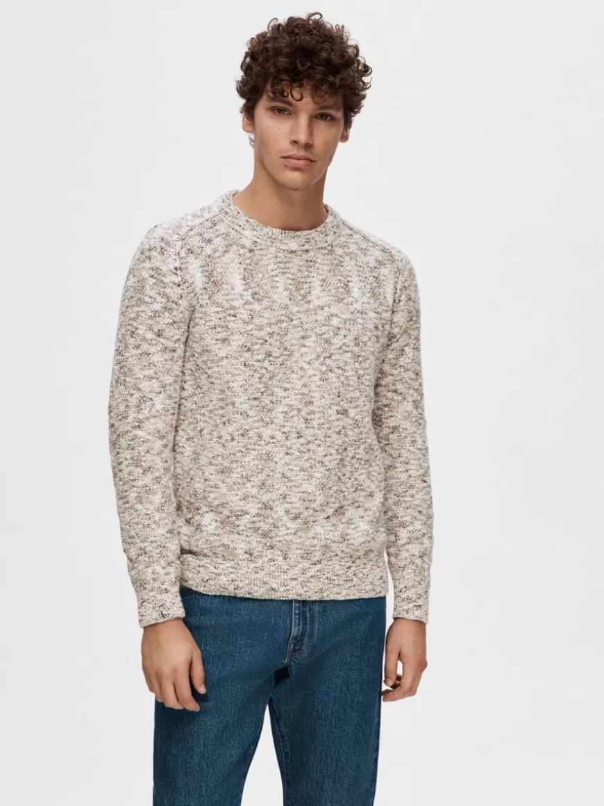 SELECTED LANGERMET STRIKKET PULLOVER Beige Outlet