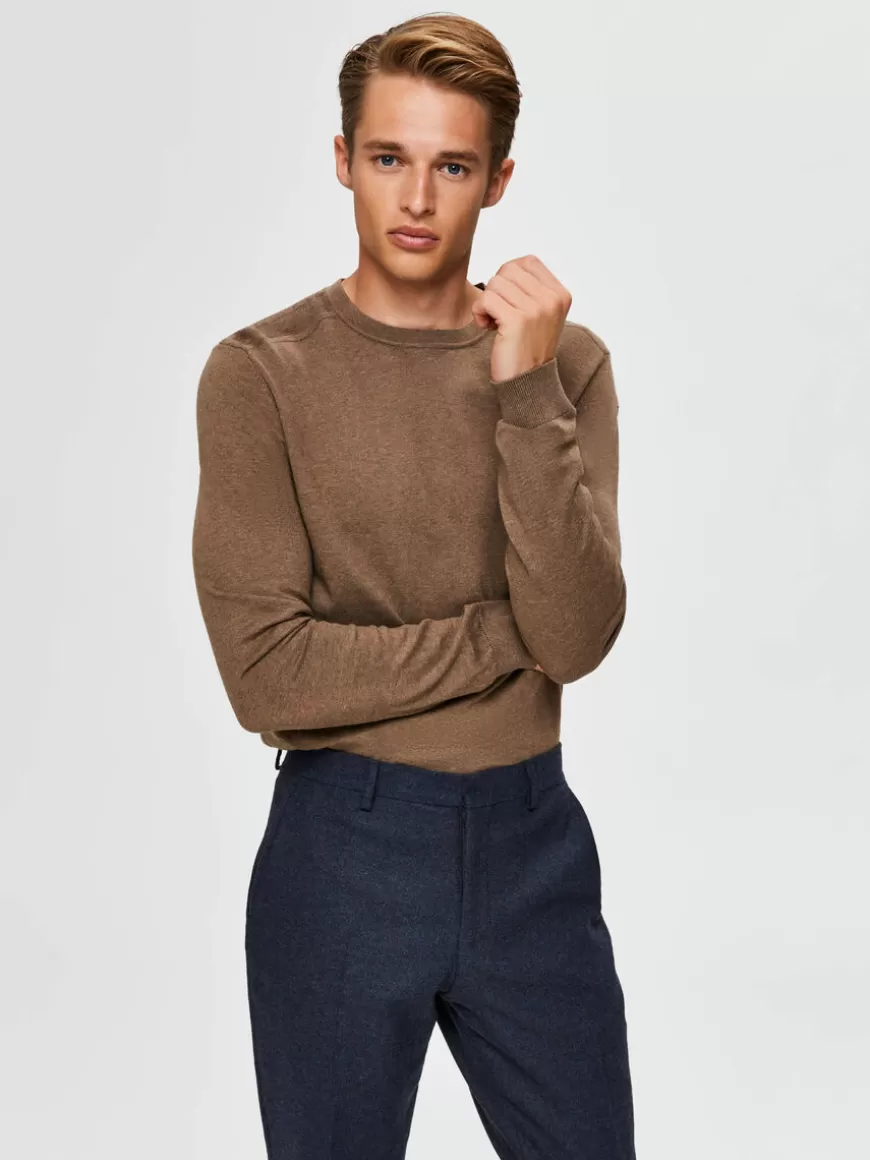 SELECTED LANGERMET STRIKKET PULLOVER Brown Fashion