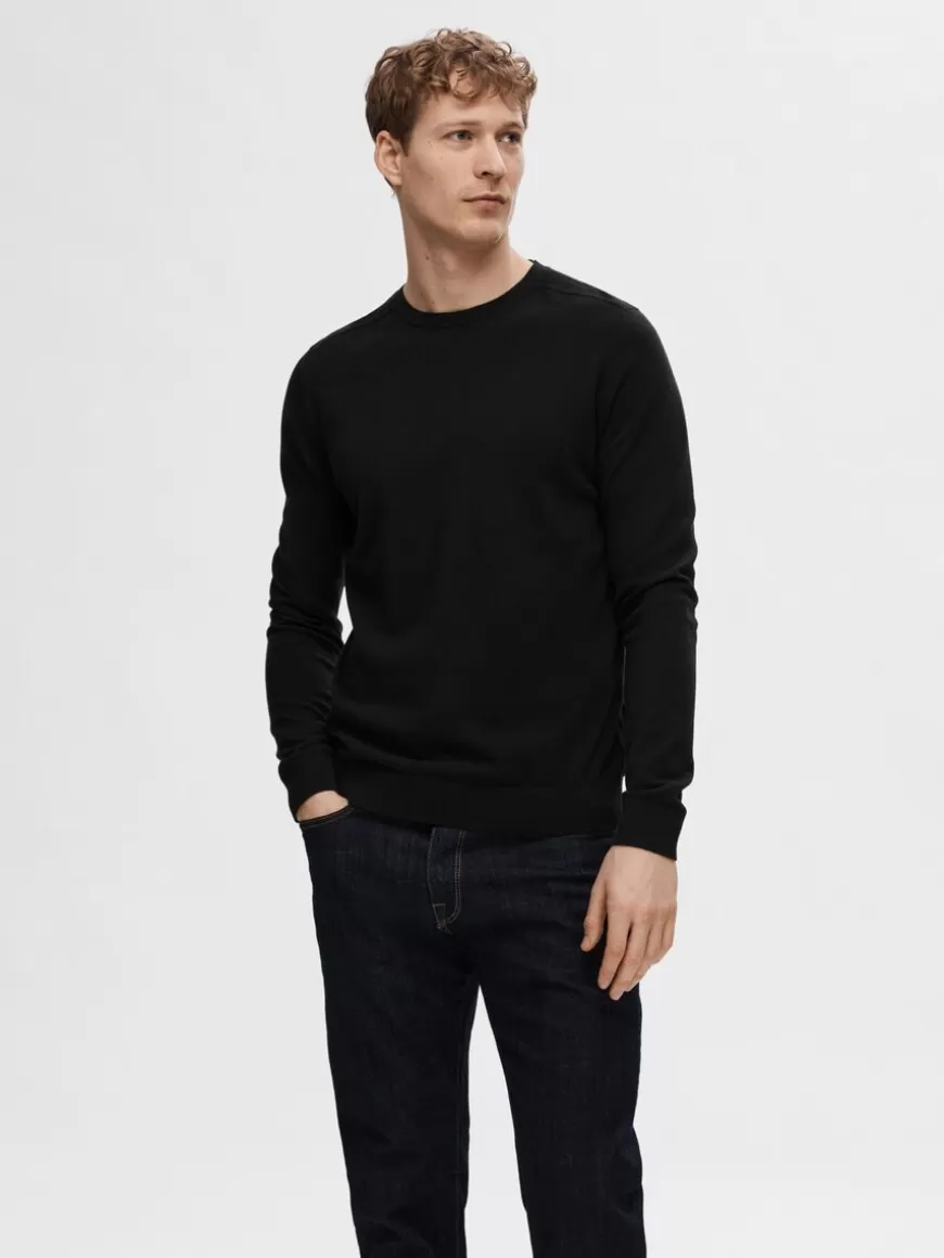 SELECTED LANGERMET STRIKKET PULLOVER Black Shop