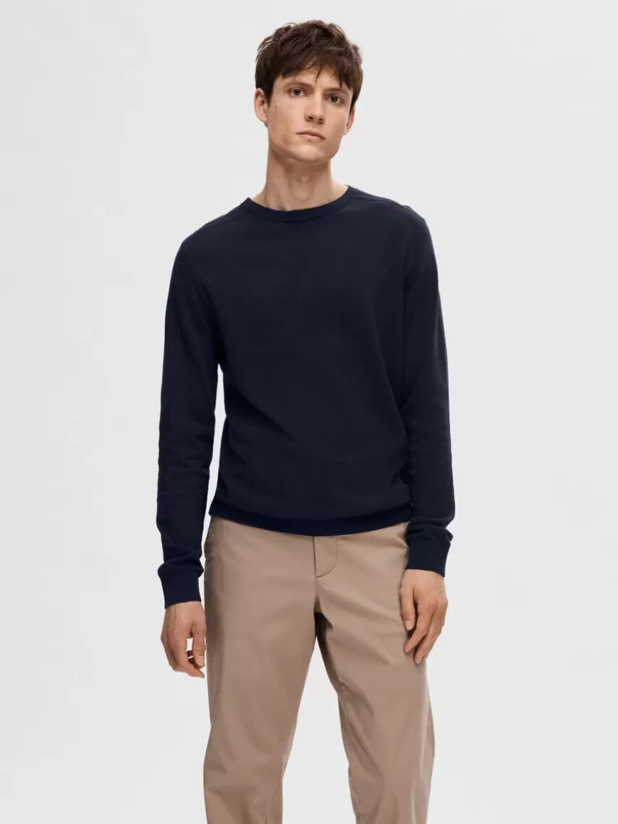 SELECTED LANGERMET STRIKKET PULLOVER Blue Outlet