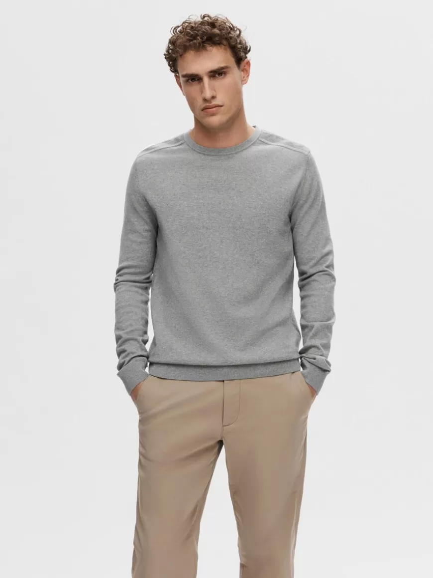 SELECTED LANGERMET STRIKKET PULLOVER Grey Cheap