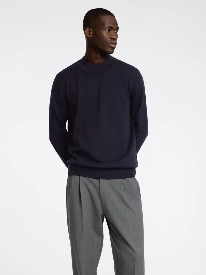 SELECTED LANGERMET STRIKKET PULLOVER Blue Online