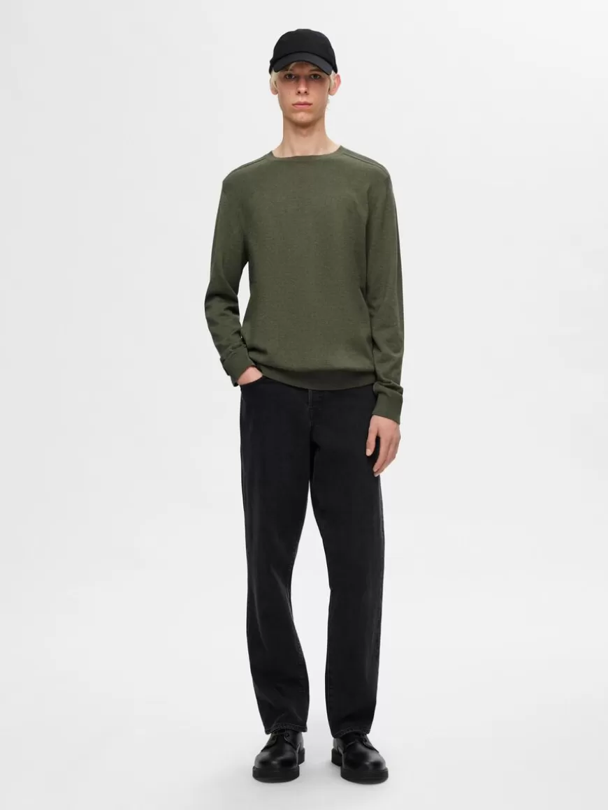 SELECTED LANGERMET STRIKKET PULLOVER Green Shop