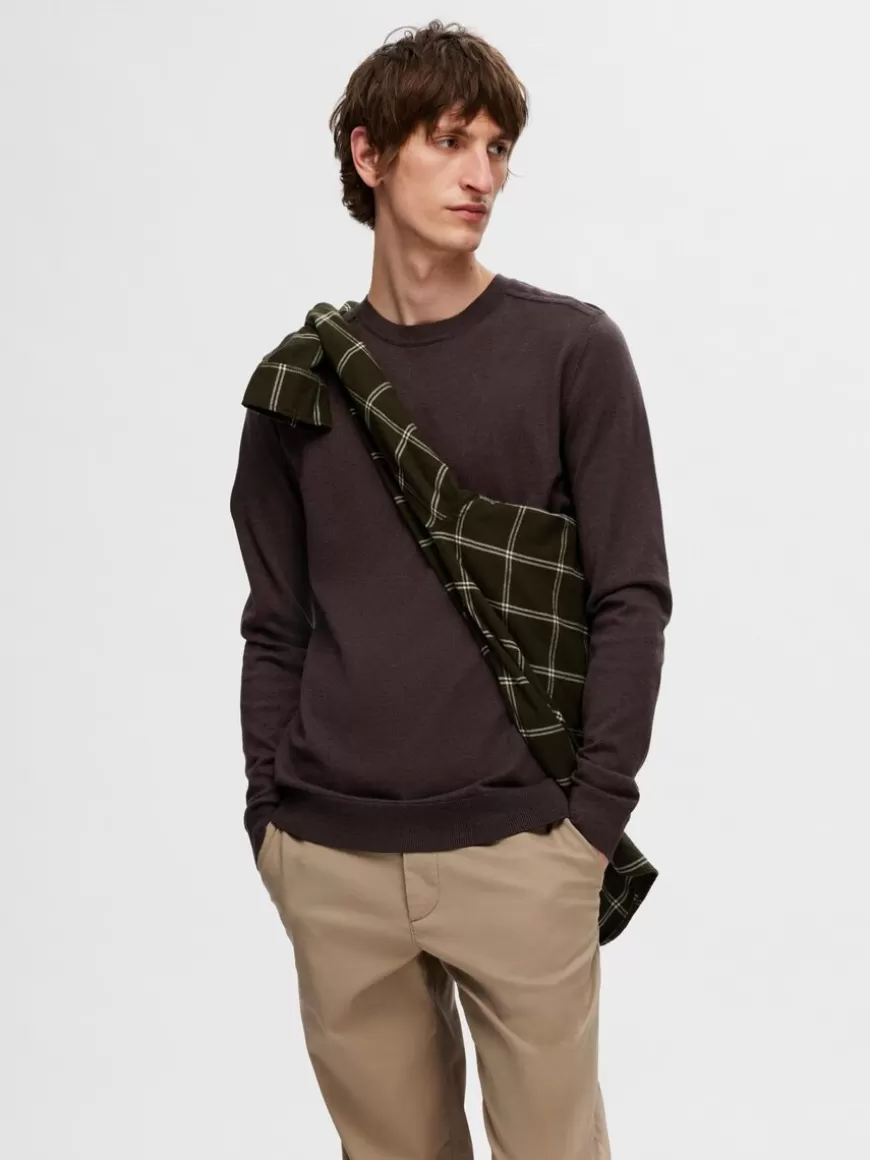 SELECTED LANGERMET STRIKKET PULLOVER Brown Best Sale