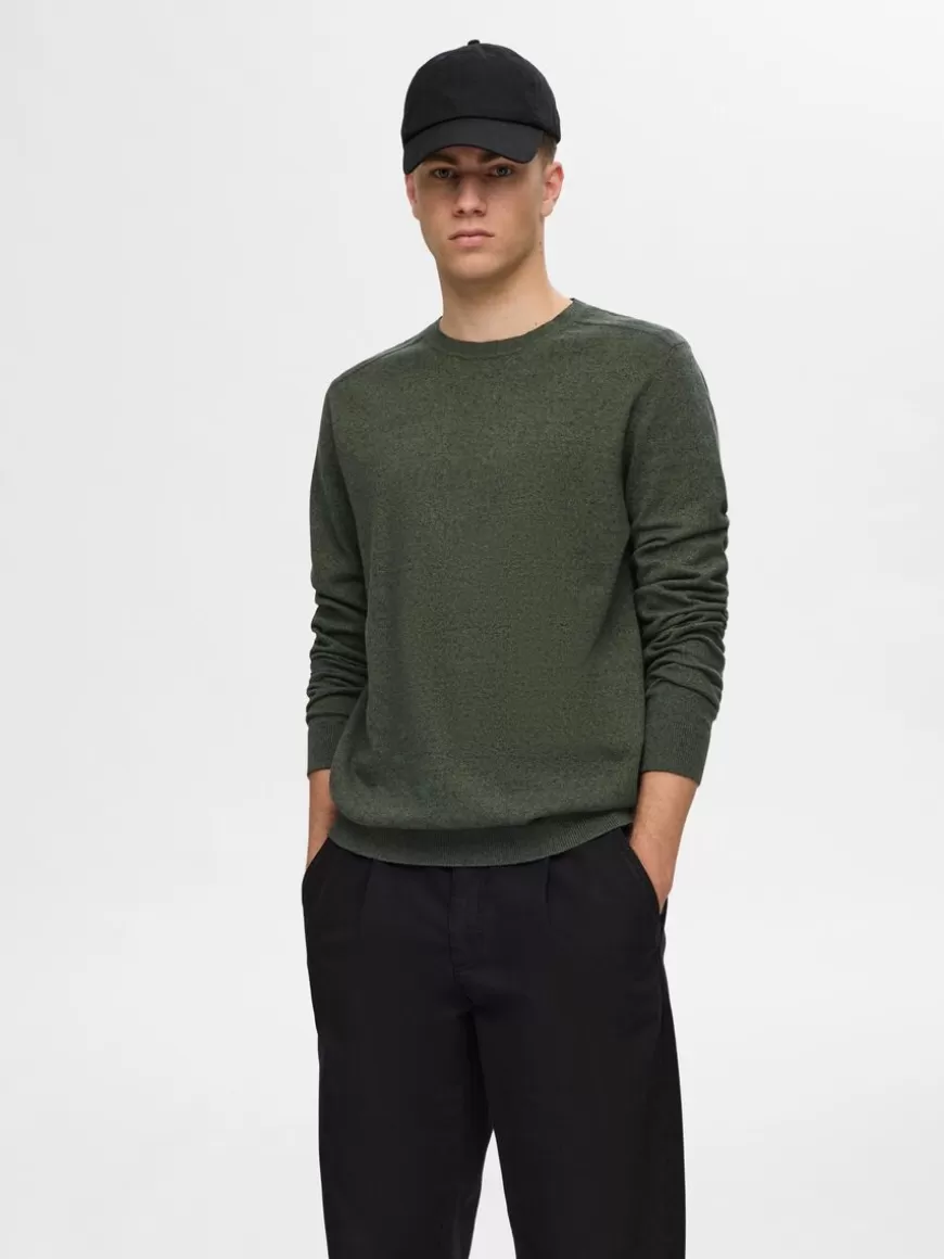 SELECTED LANGERMET STRIKKET PULLOVER Green New