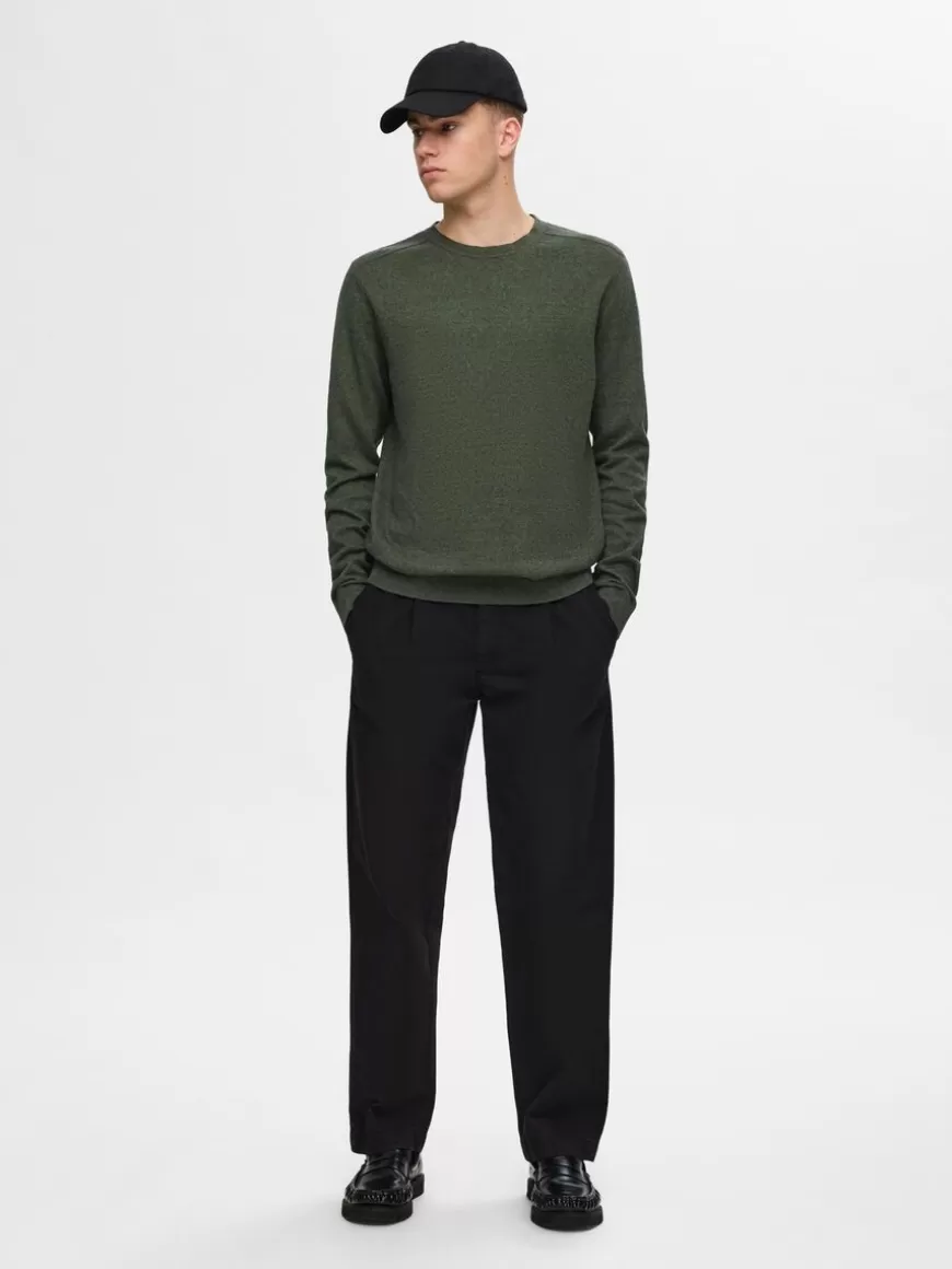 SELECTED LANGERMET STRIKKET PULLOVER Green New