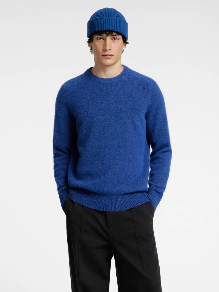 SELECTED LANGERMET STRIKKET PULLOVER Blue Sale