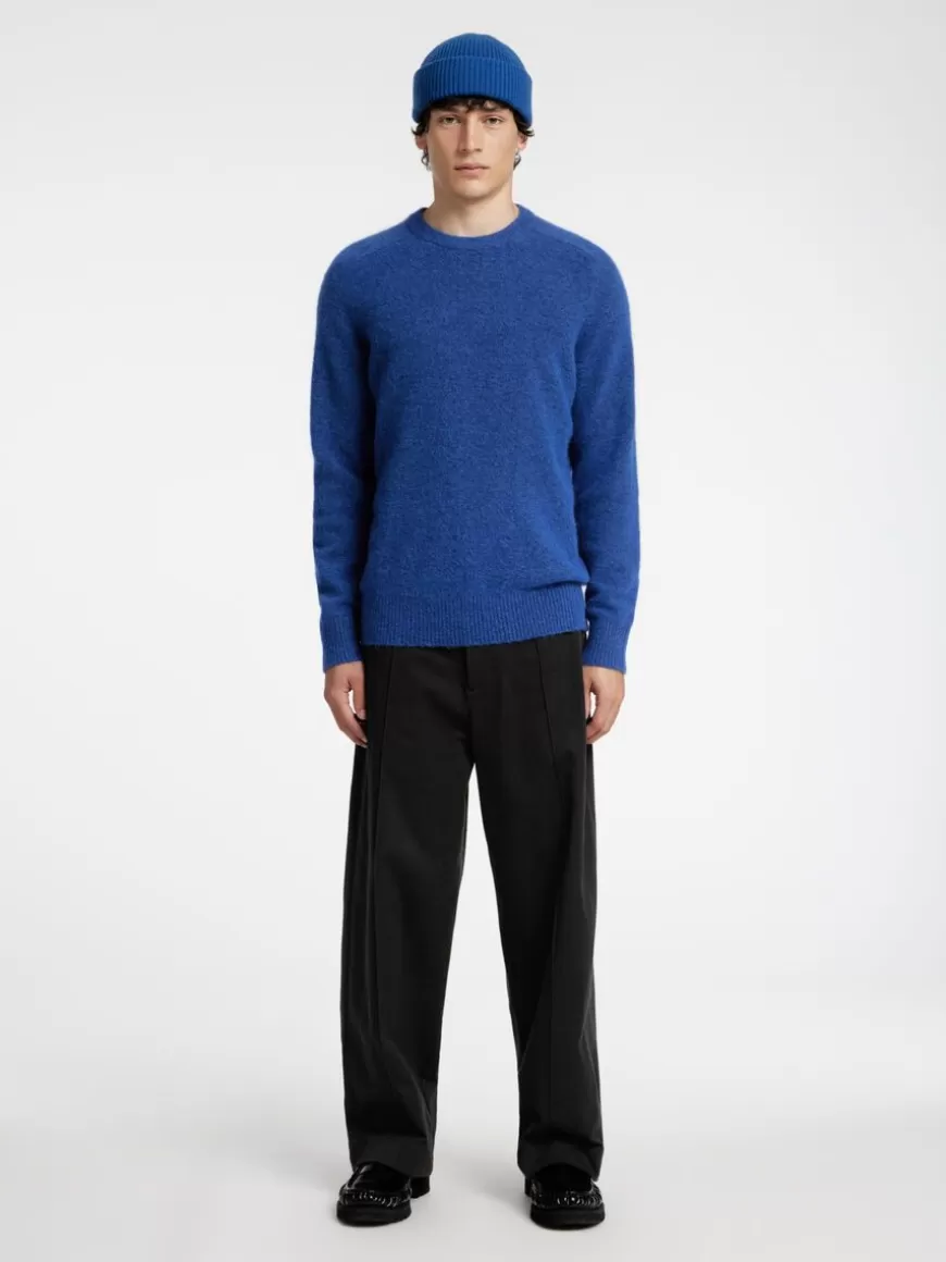 SELECTED LANGERMET STRIKKET PULLOVER Blue Sale