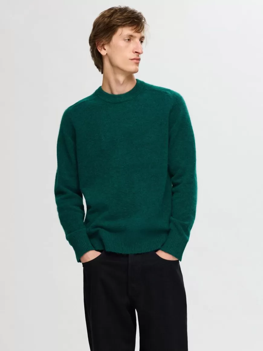 SELECTED LANGERMET STRIKKET PULLOVER Green Clearance