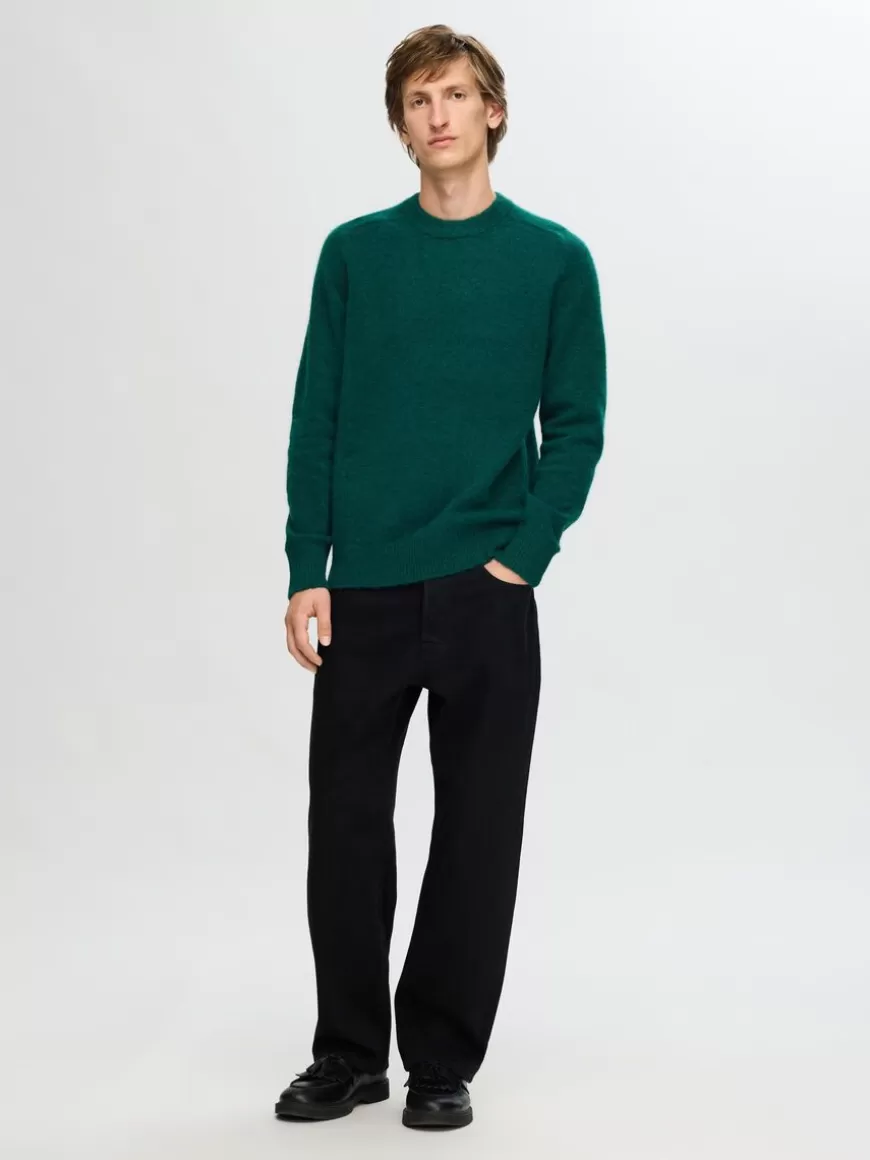 SELECTED LANGERMET STRIKKET PULLOVER Green Clearance