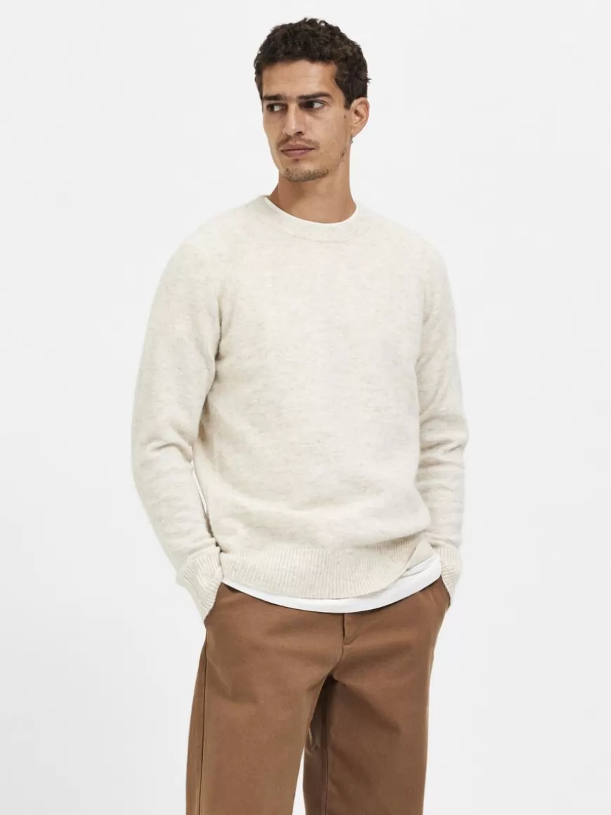 SELECTED LANGERMET STRIKKET PULLOVER Beige Hot