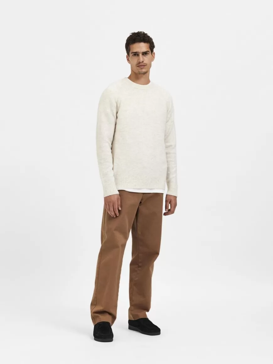 SELECTED LANGERMET STRIKKET PULLOVER Beige Hot