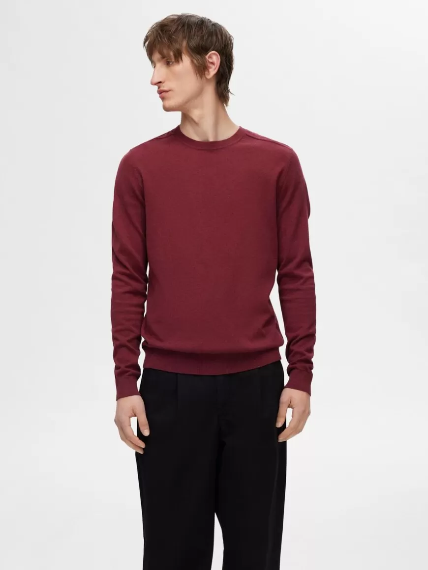 SELECTED LANGERMET STRIKKET PULLOVER Bordeaux Outlet