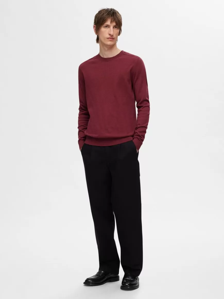 SELECTED LANGERMET STRIKKET PULLOVER Bordeaux Outlet