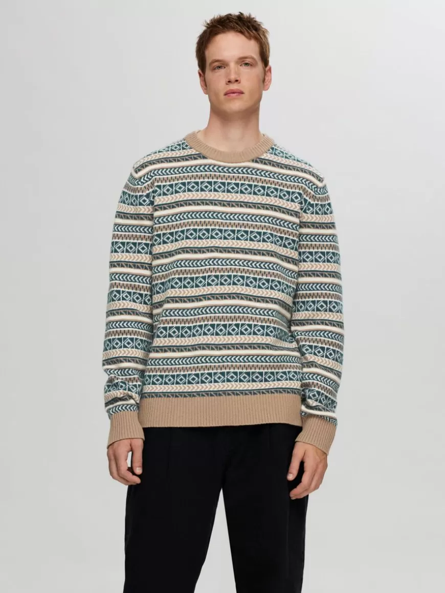 SELECTED LANGERMET STRIKKET PULLOVER Coloured Best Sale