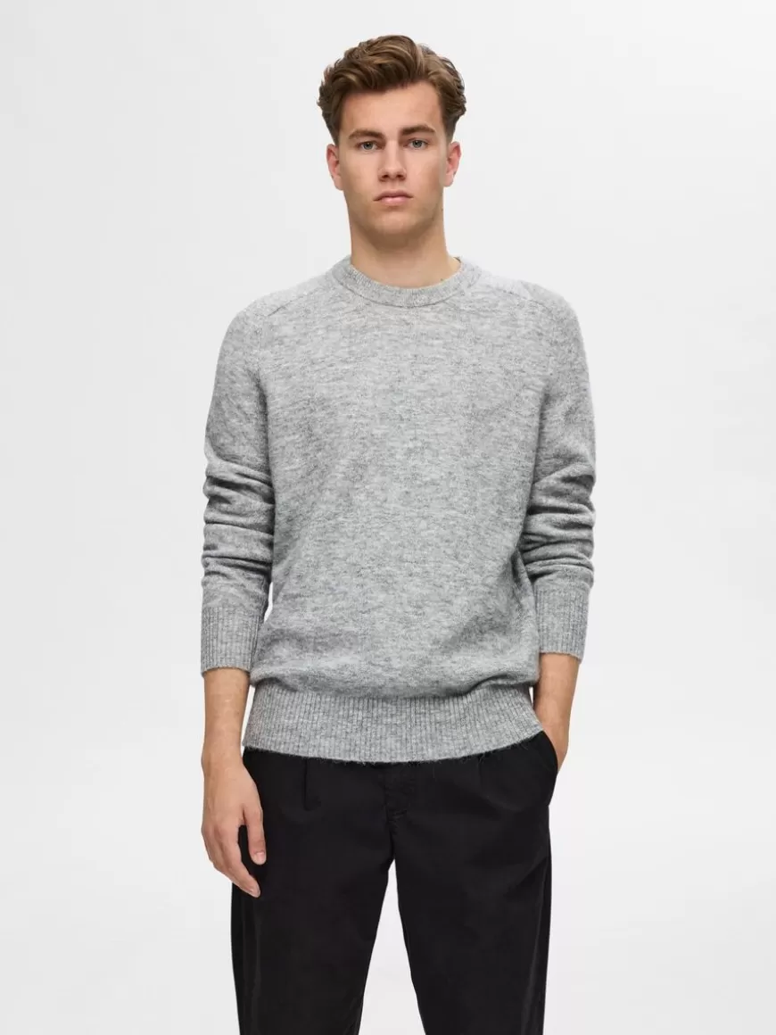 SELECTED LANGERMET STRIKKET PULLOVER Grey Cheap