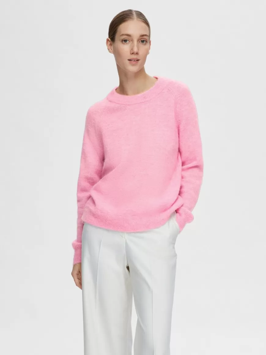 SELECTED LANGERMET STRIKKET PULLOVER Pink Fashion