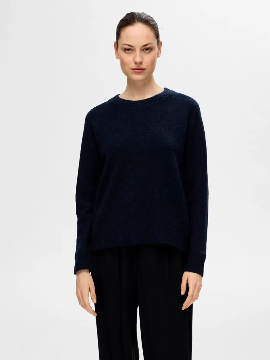 SELECTED LANGERMET STRIKKET PULLOVER Blue Flash Sale