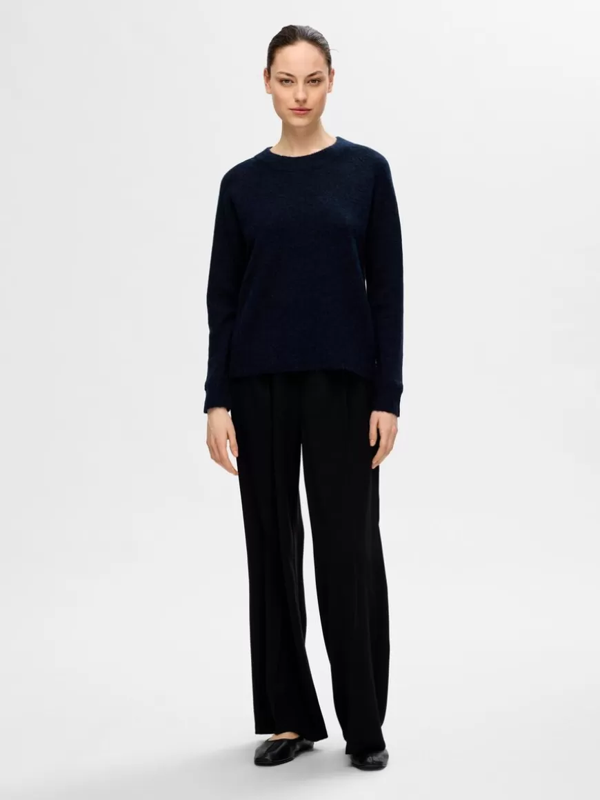 SELECTED LANGERMET STRIKKET PULLOVER Blue Flash Sale