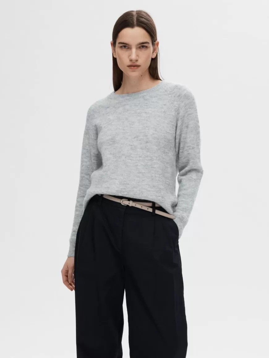 SELECTED LANGERMET STRIKKET PULLOVER Grey Store