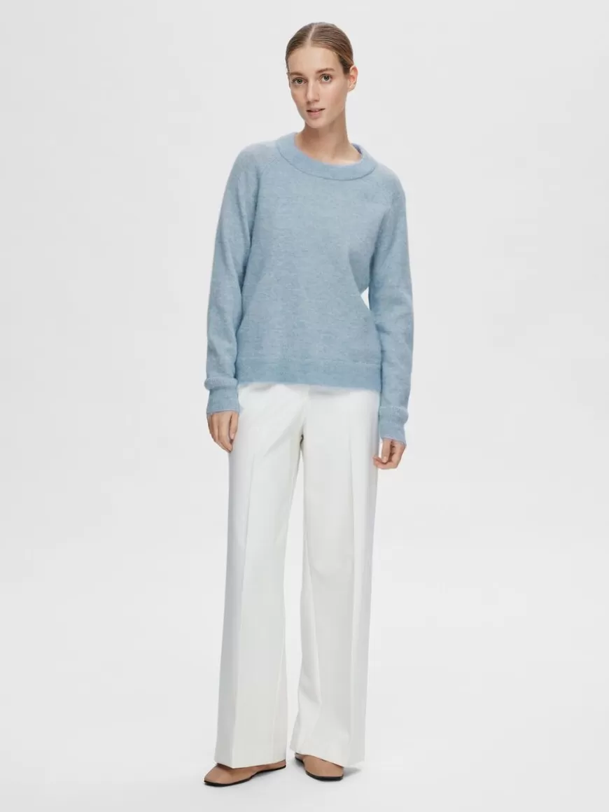 SELECTED LANGERMET STRIKKET PULLOVER Blue Discount