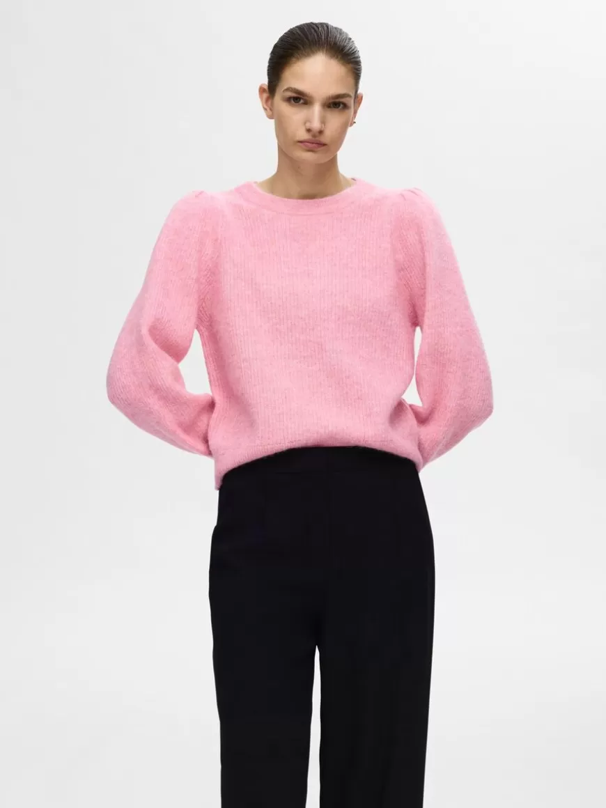 SELECTED LANGERMET STRIKKET PULLOVER Pink Hot