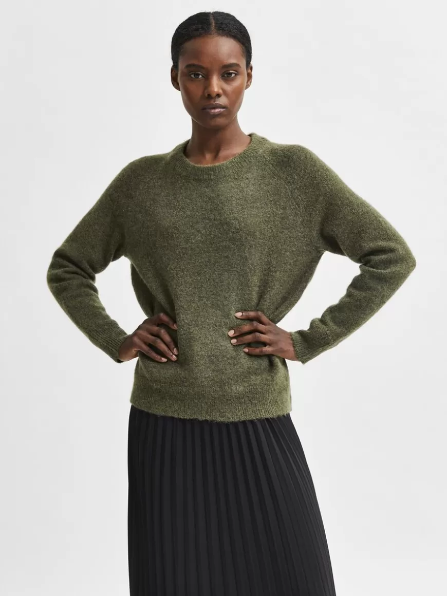 SELECTED LANGERMET STRIKKET PULLOVER Green Cheap