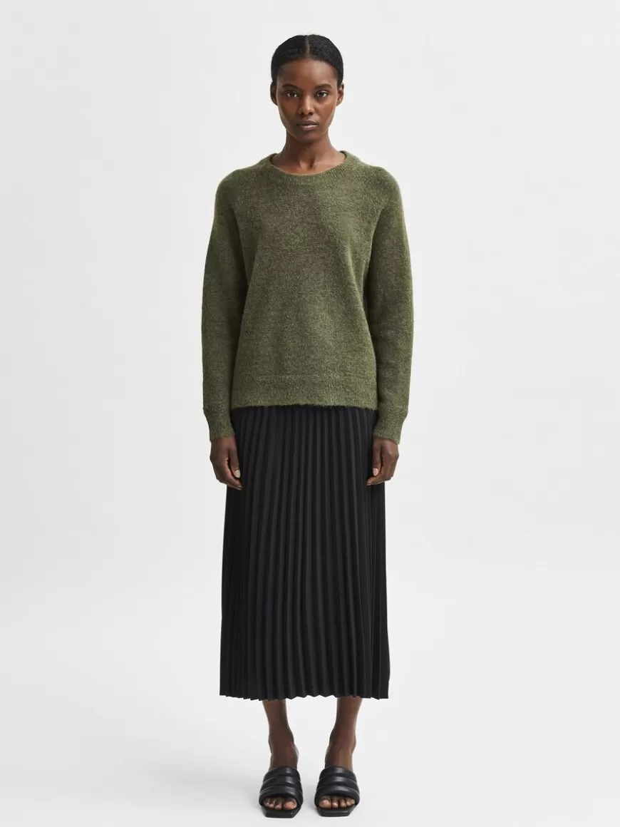 SELECTED LANGERMET STRIKKET PULLOVER Green Cheap