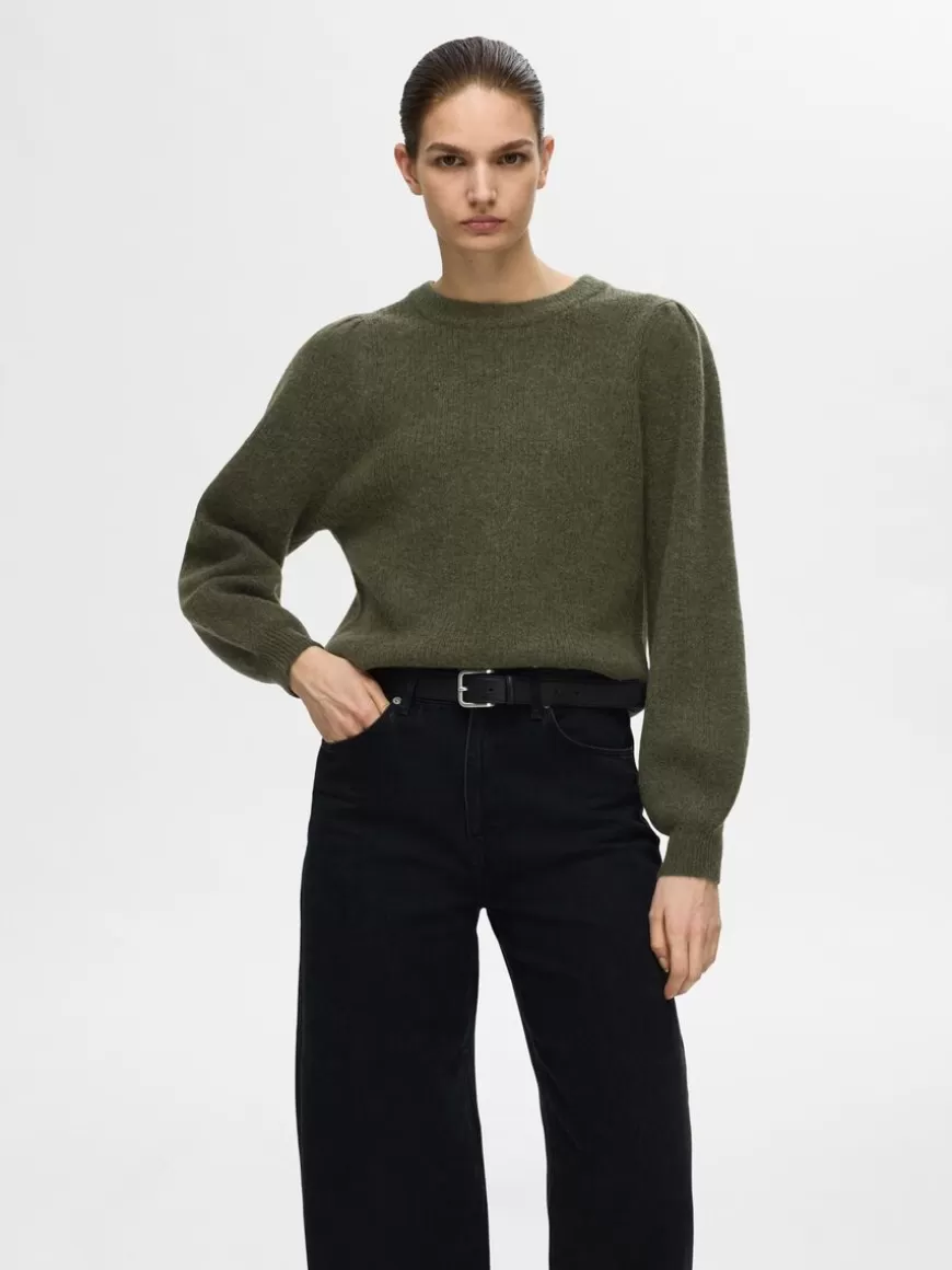 SELECTED LANGERMET STRIKKET PULLOVER Green Store