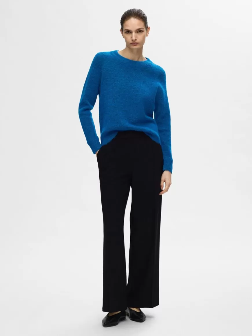 SELECTED LANGERMET STRIKKET PULLOVER Blue Cheap