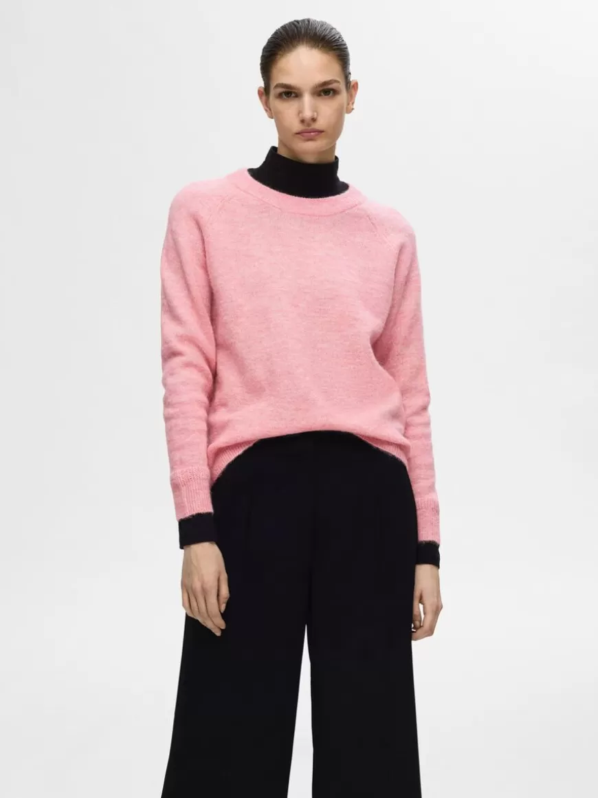 SELECTED LANGERMET STRIKKET PULLOVER Pink Best Sale