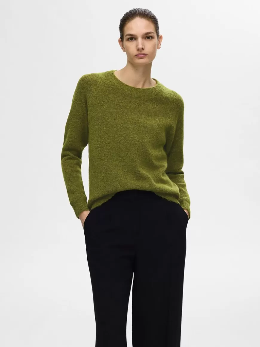 SELECTED LANGERMET STRIKKET PULLOVER Green Sale