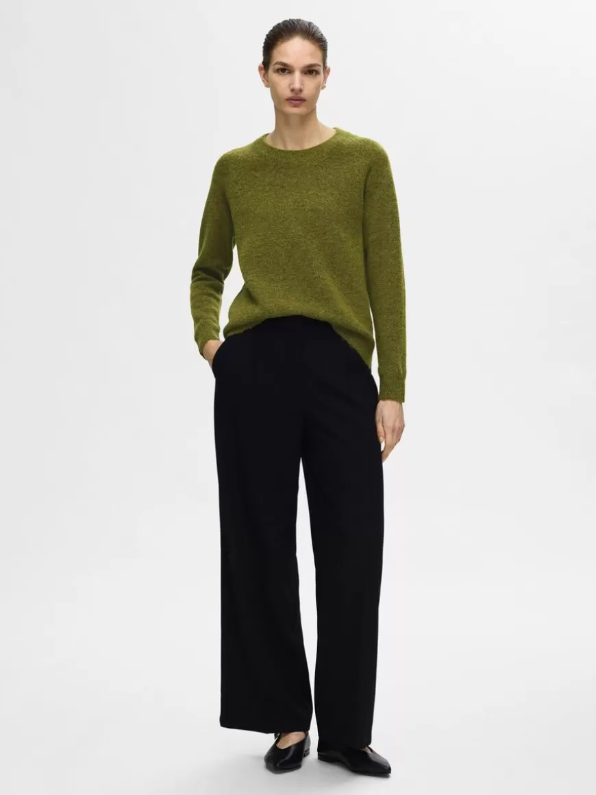 SELECTED LANGERMET STRIKKET PULLOVER Green Sale