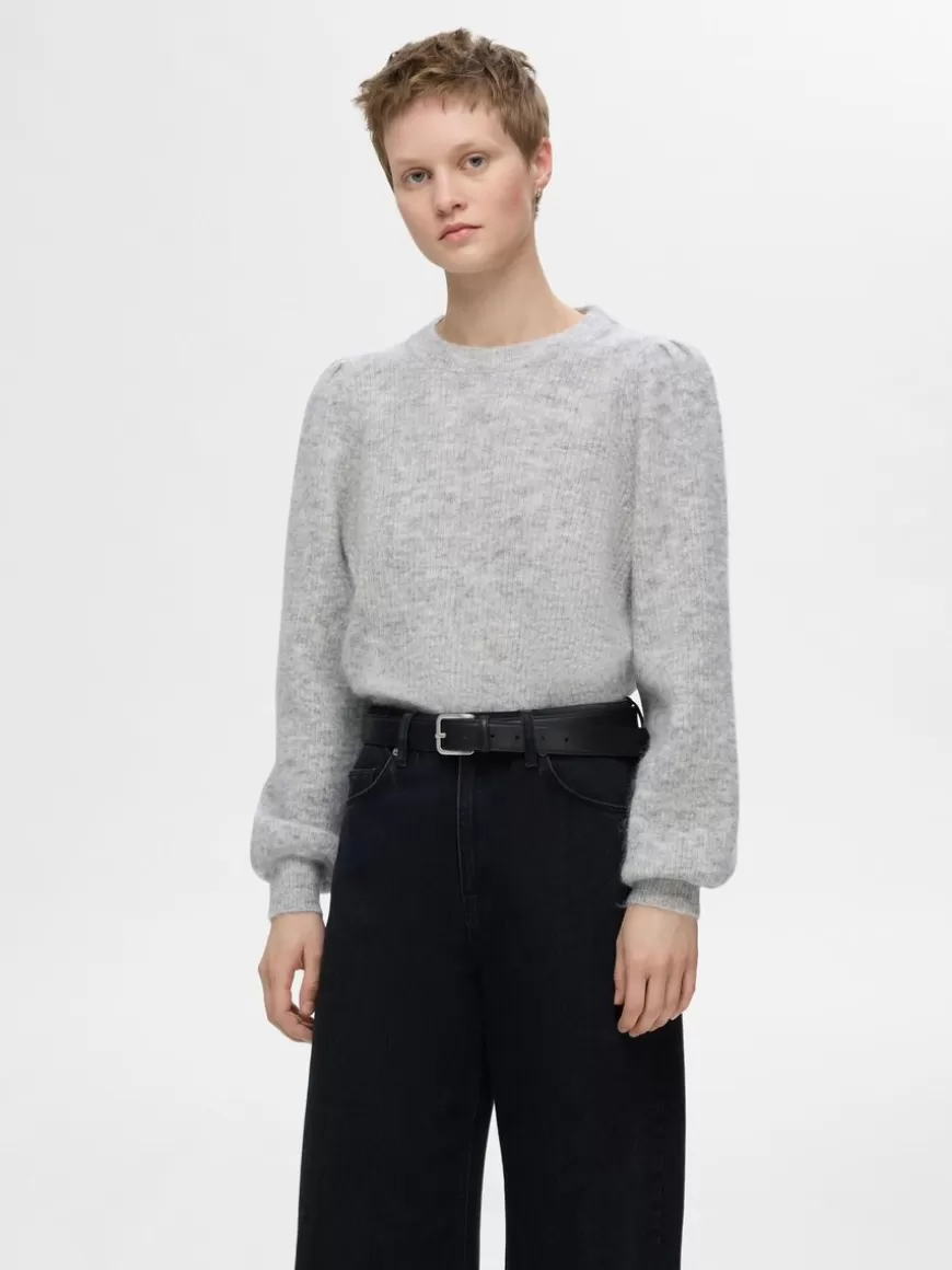 SELECTED LANGERMET STRIKKET PULLOVER Grey Discount