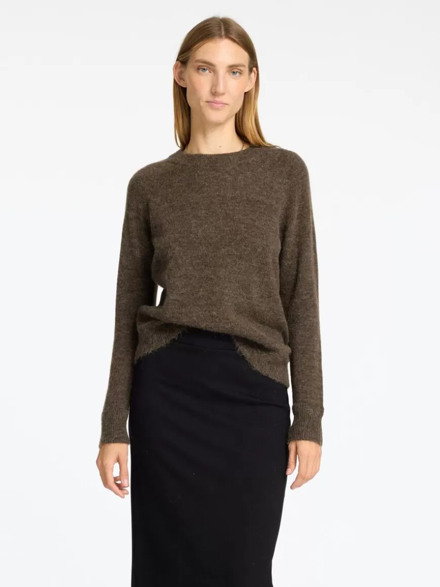 SELECTED LANGERMET STRIKKET PULLOVER Brown Shop