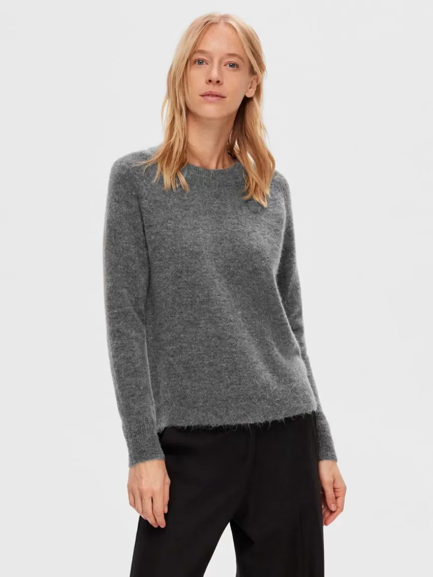 SELECTED LANGERMET STRIKKET PULLOVER Grey Flash Sale