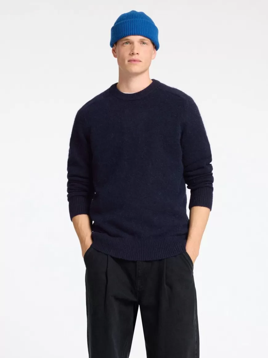 SELECTED LANGERMET STRIKKET PULLOVER Blue Flash Sale