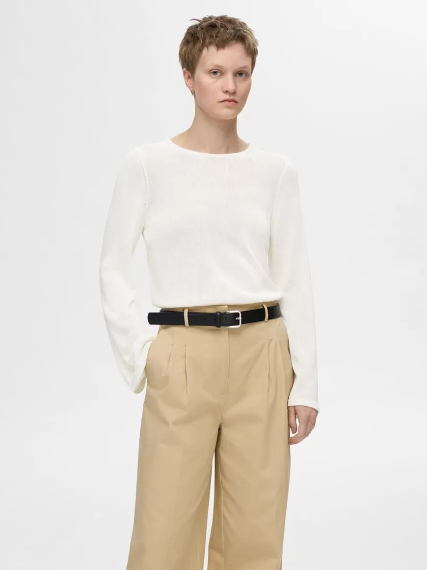 SELECTED LANGERMET STRIKKET TOPP Beige Fashion