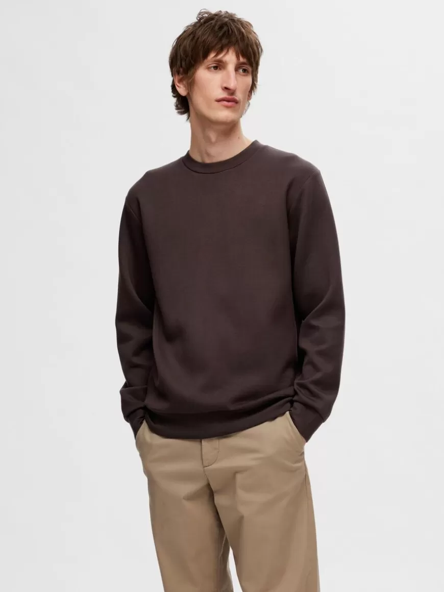 SELECTED LANGERMET SWEATSHIRT Brown Clearance