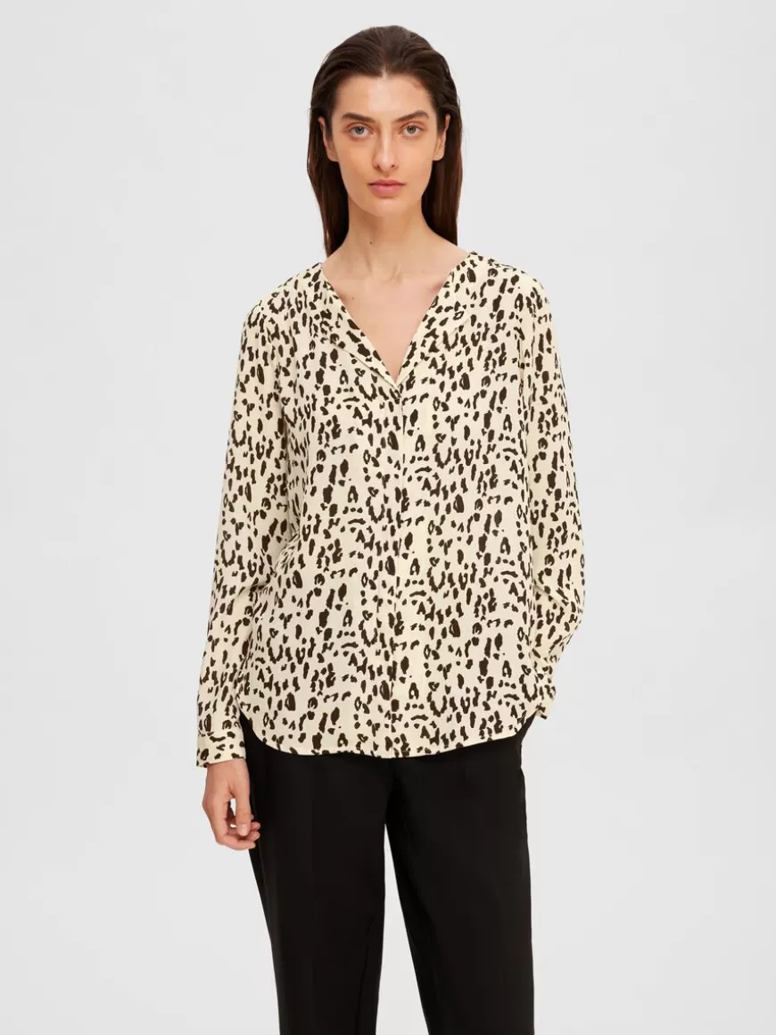 SELECTED LEOPARDPRINT SKJORTE Beige Cheap